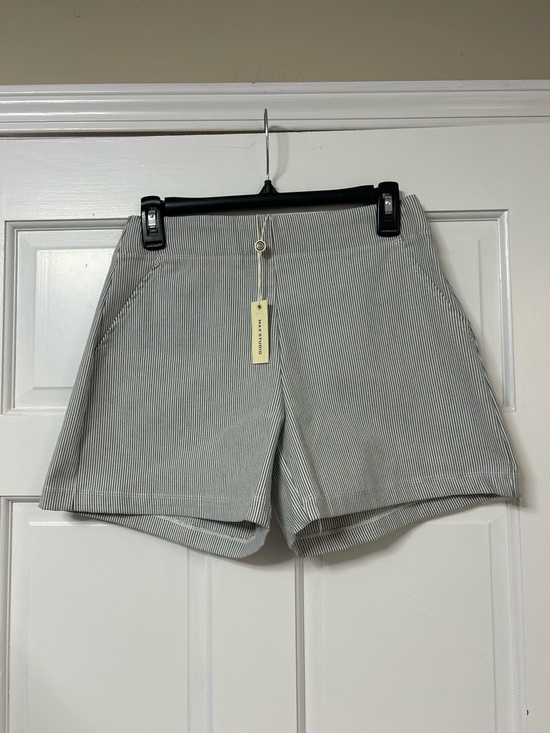 Max Studio Pants - Max Studio Gray Pinstripe High-Waist Shorts